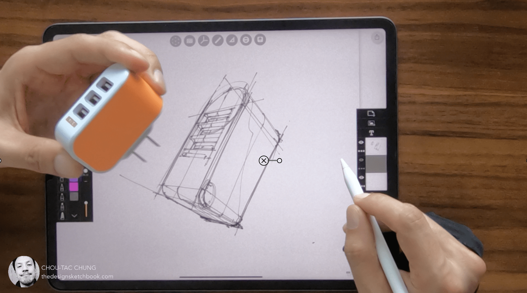 How to draw USB Charger on ipad pro with morpholio trace Product design sketching