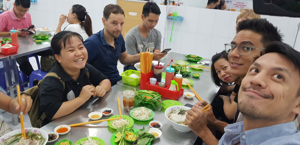 lunch eating Pho Chou-Tac Chung Nicolas Thanh