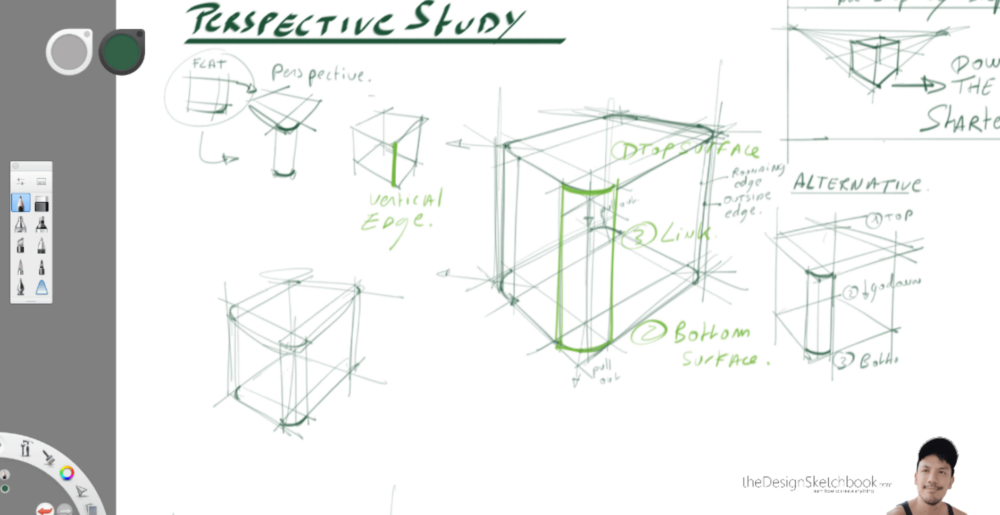 How to draw round edges flat study with circle corners Perspective study