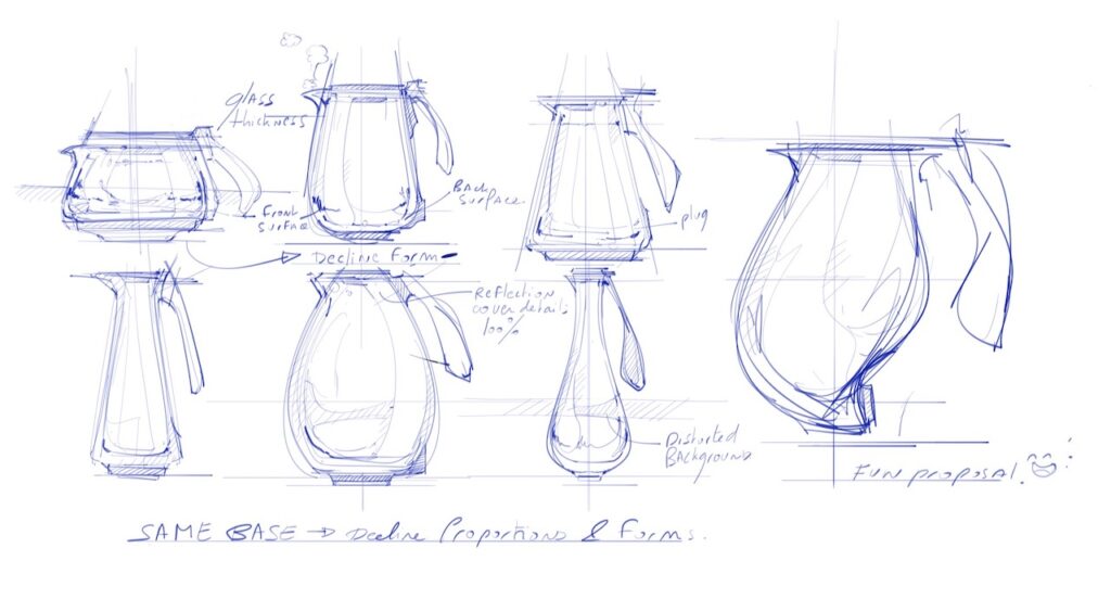 Drawing of Glass reflection on carafe