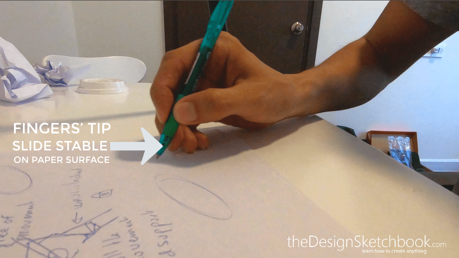 How to draw an ellipse in design sketching fingers slide on paper holding the ballpoint pen