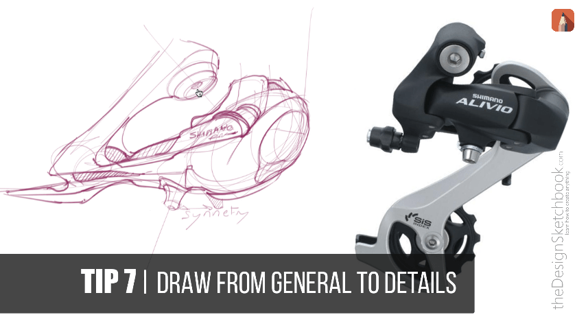 Sketches of Shimano bike tech design inspired for concept art