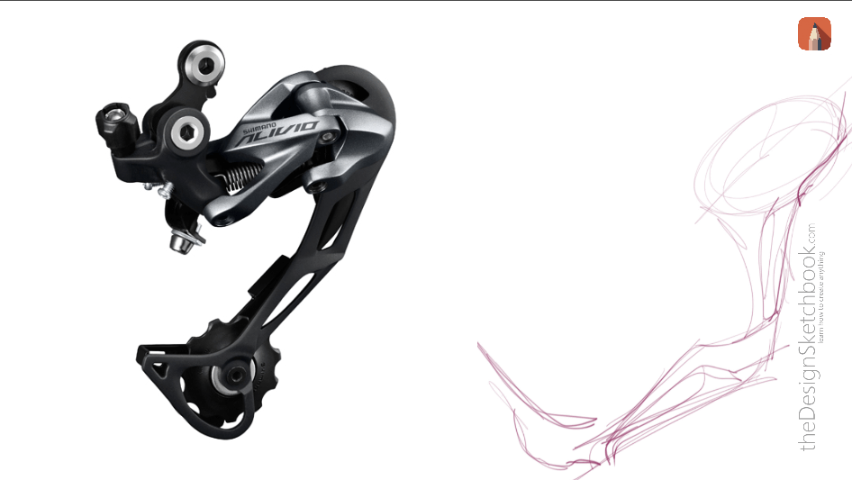 Sketches of Shimano bike tech design inspired for concept art