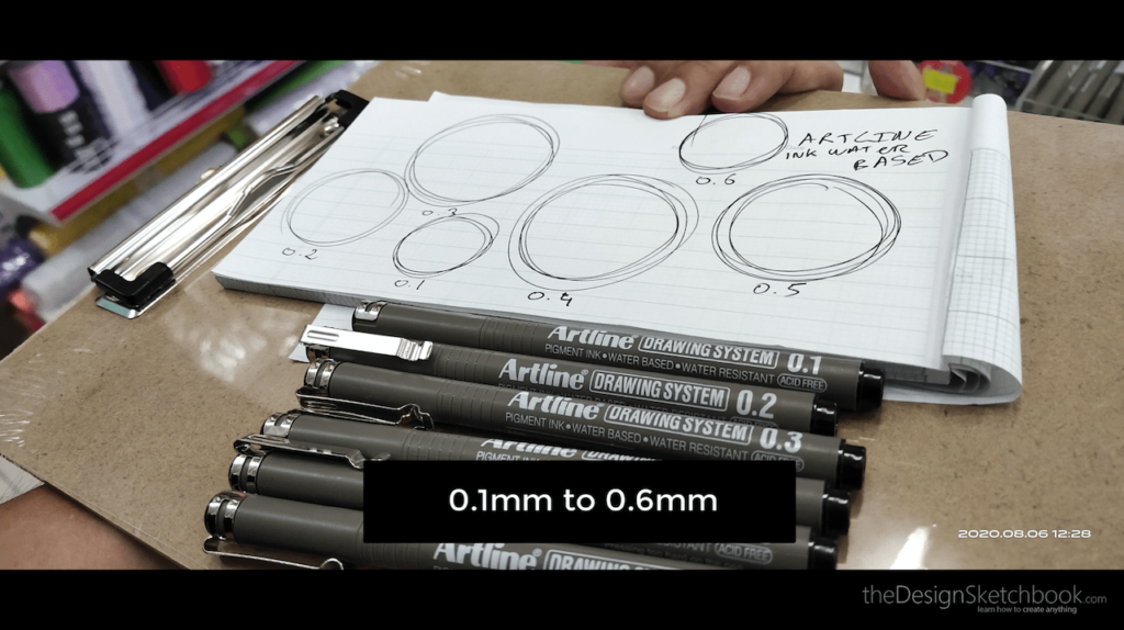 How to draw with proper standing posture in a pen store artline pen testing lineweight