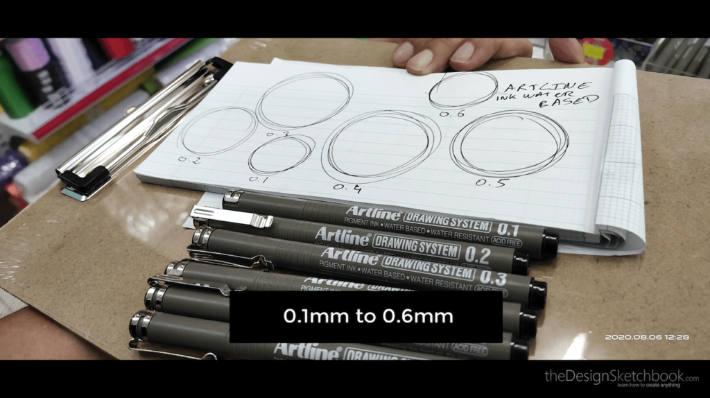 sizes nib of Artline water base pen