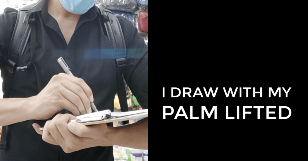 draw with palm lifted