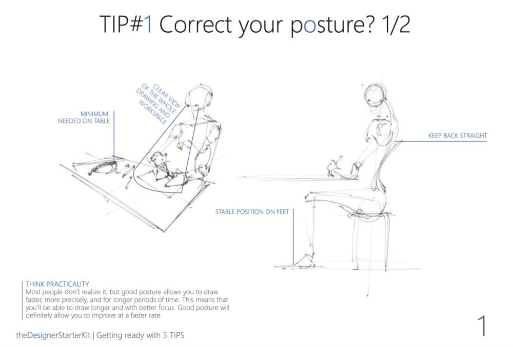 Draw with the correct body posture