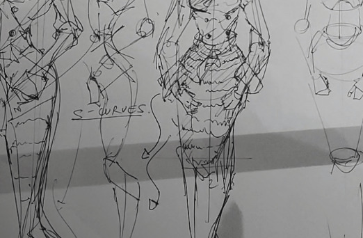 how to draw a body - character design sketching - sketching s-curves