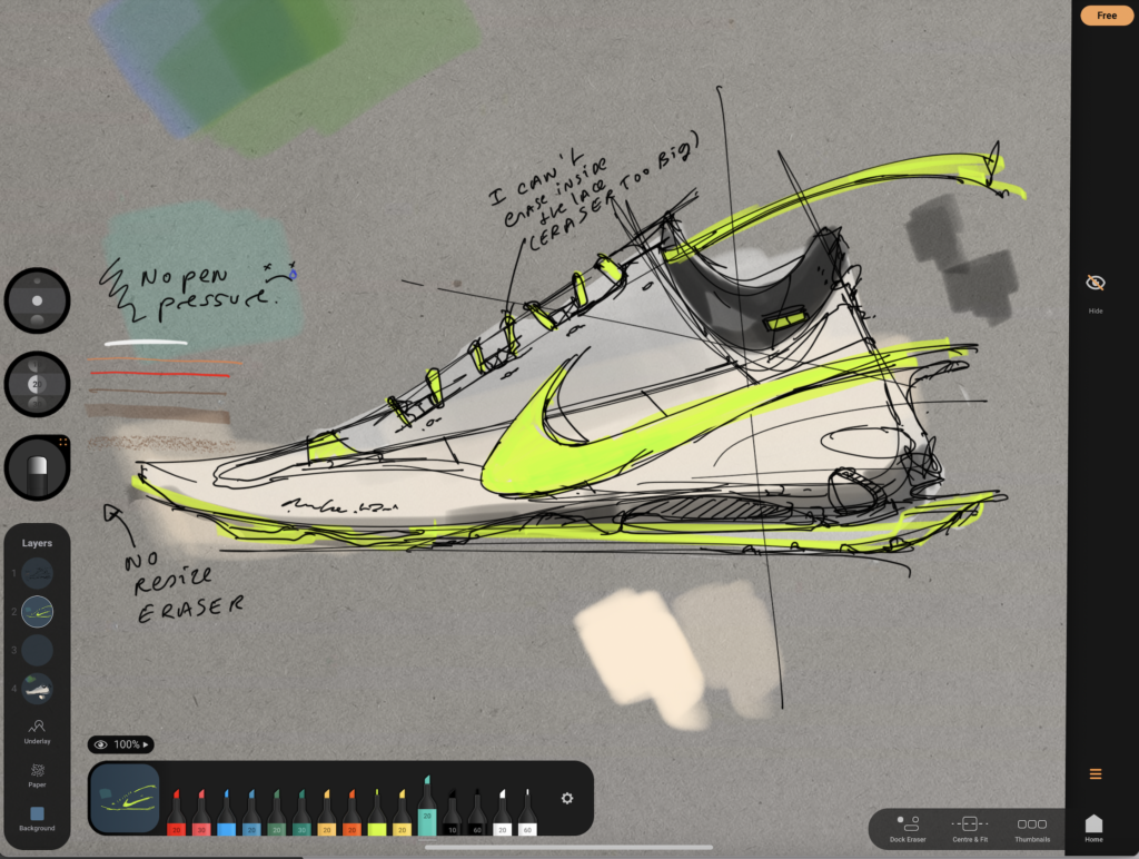 Nike sneaker sketch - Hypersketch drawing app