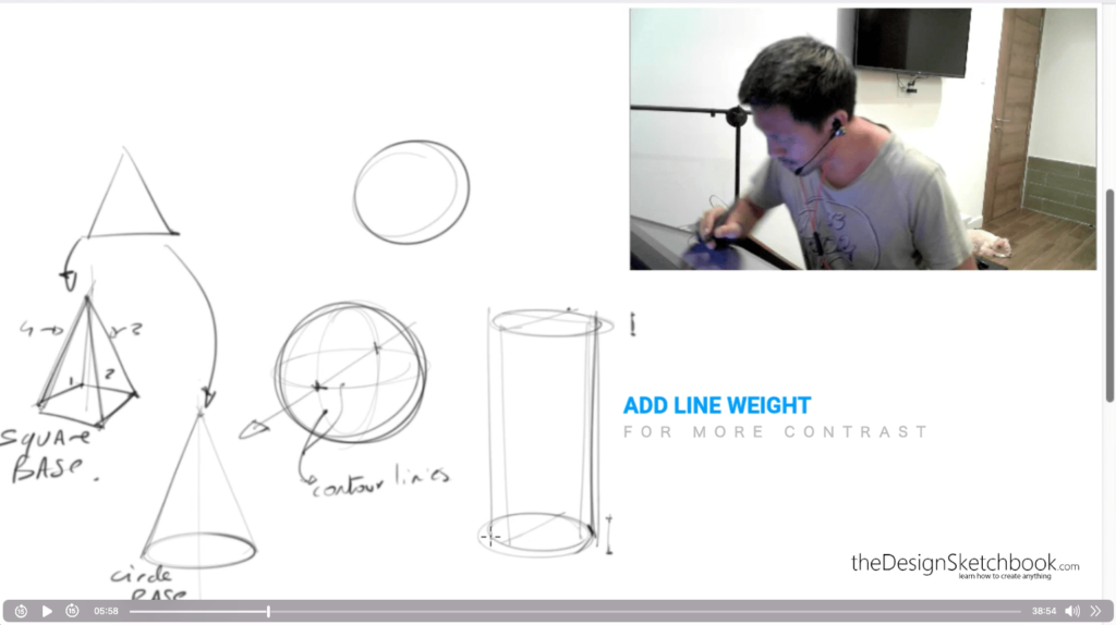 05:58 Add line weight to the cylinder