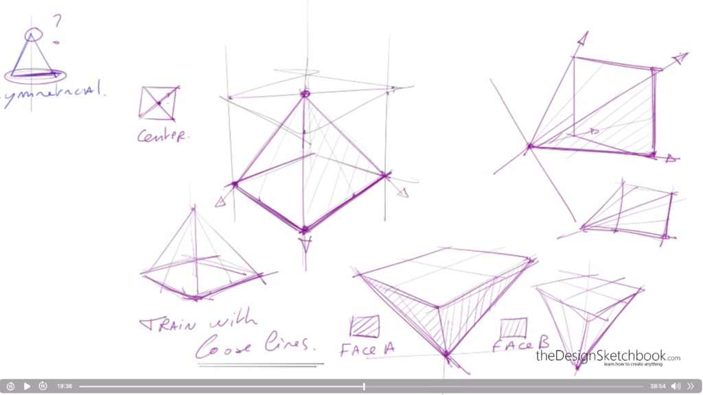 19:36 With a cube, draw the pyramid from any angle