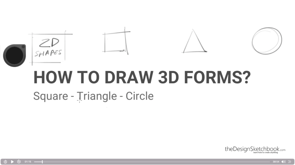 01:15 How to draw 3d forms from the Square - Triangle - Circle