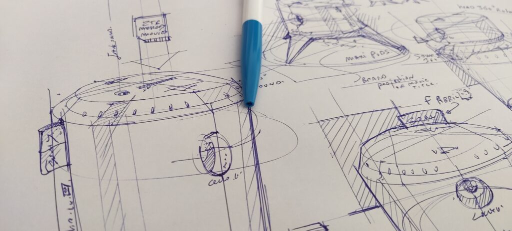 Draw a Sony Projector Design with a ballpoint pen