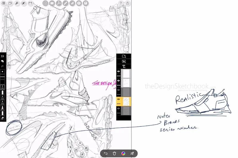 Add logos, serial numbers to also bring a Real dimension to your drawings of footwear
