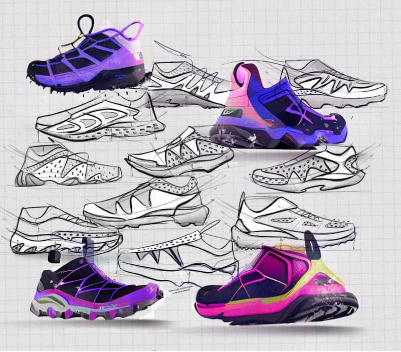Marina Aperribay Shoe design sketches (Studying with Sneaker Sketch Pros course)