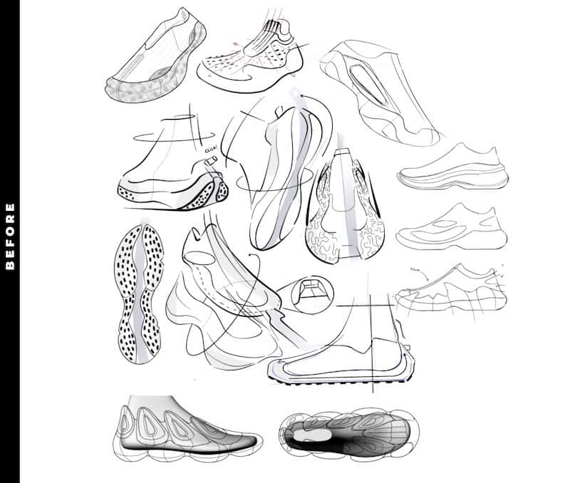 Marina Aperribay: Shoe design sketches before starting Sneaker Sketch Pros course