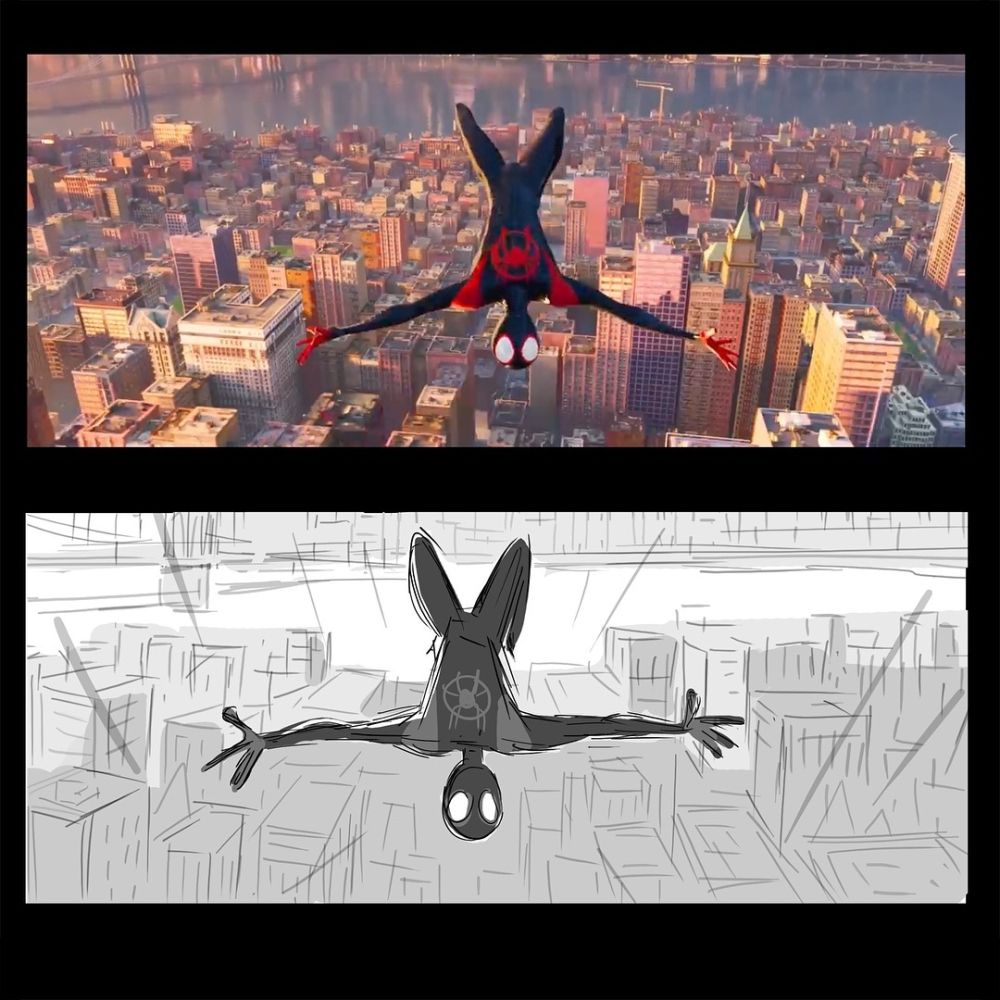 Spiderman Into the spider verse Animation story board drawing