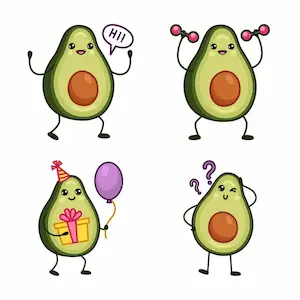 cute avocado drawing character