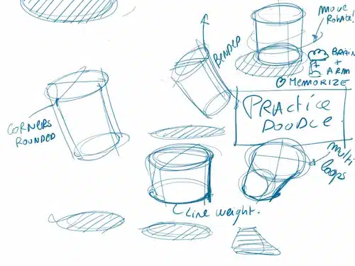 Doodle cylinder shadow practice