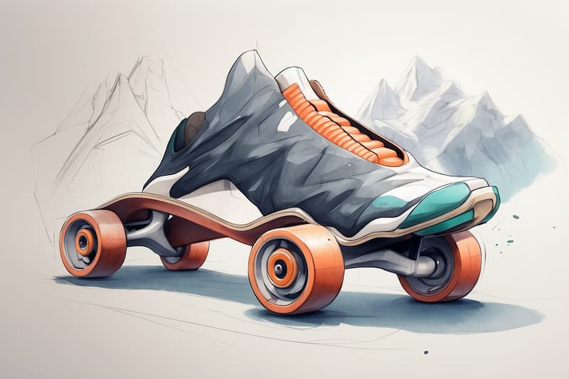 Sketch of a new concept of rollerskate for mountains (Generated by Leonardo.ai)