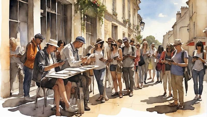 Urban sketchers drawing outdoors in Europe