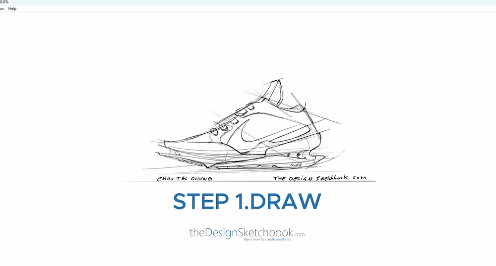 0 How to draw and render your sneaker creation with AI - Newarc Drawing step