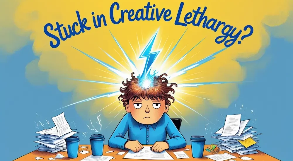 Young man feeling lethargic looking for new ideas for his art and design projects