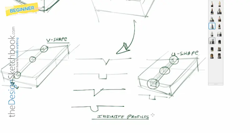 Draw grooves with different profile shape