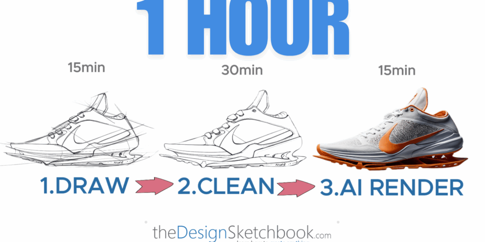 Draw sneaker design from sketch to AI RENDER in 1 hour