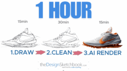 Draw sneaker design from sketch to AI RENDER in 1 hour