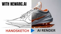 From Nike Sneaker Handsketch to AI render - Newarc.ai