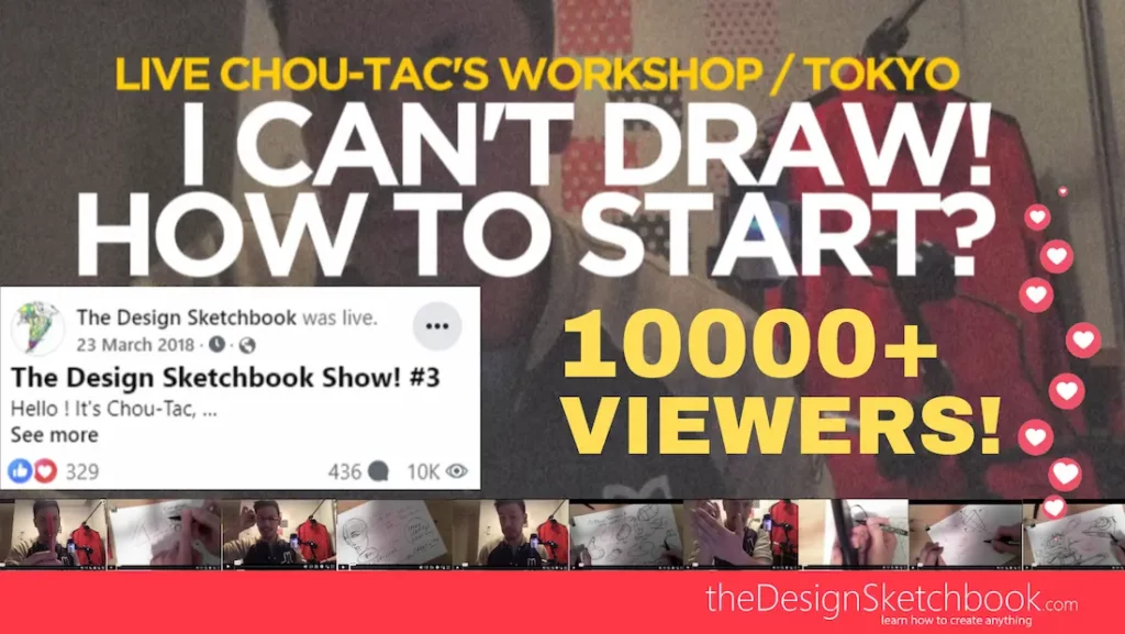 TIP 399 "I CAN'T DRAW!": How to Start Sketching Easy | 10000 Viewers Live Workshop in Tokyo! (With Chou-Tac)