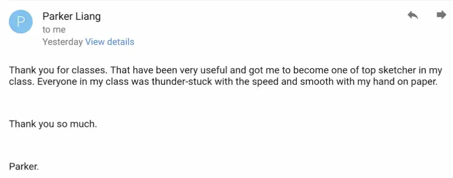 Parker Liang-top sketcher in class -testimonial-about-Sketch-Like-The-Pros