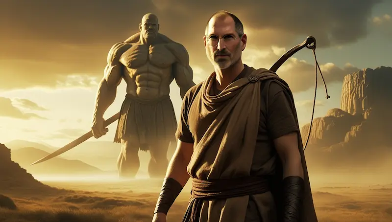 Steve Jobs as David vs Goliath 