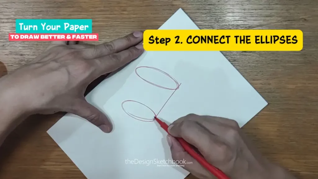 STEP 2 Draw the cylinder connecting both ellipses