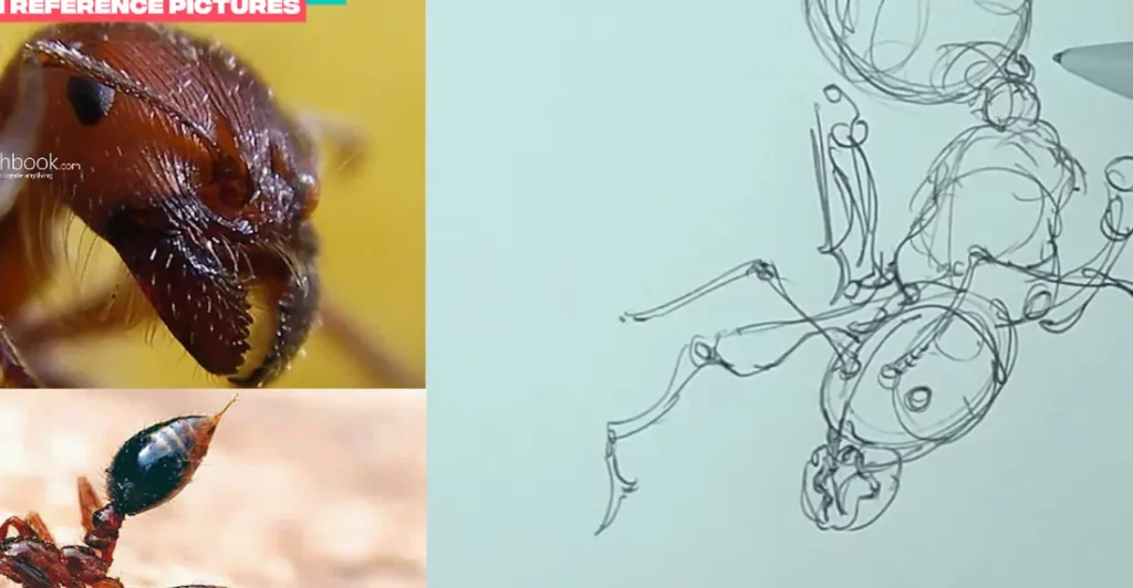 Drawing the Fire Ant Mandibles Using Reference Pictures